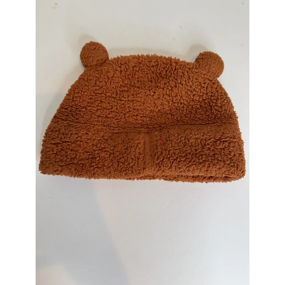 Patagonia Hat Cap Fitted Kids Small‎ Brown Sherpa Fleece Bear Ears Cozy Winter